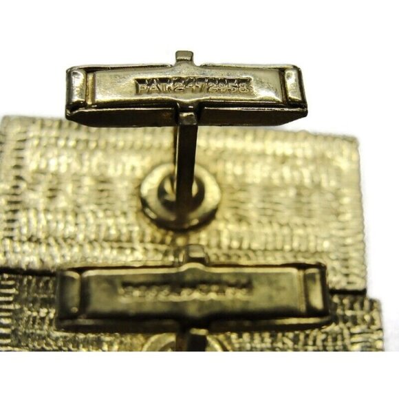 Trumpet Player Rectangle Gold Tone & Black Cufflinks Tux Shirt Suit Vintage - Picture 7 of 10